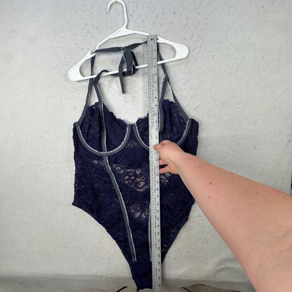 Savage X Fenty Bodysuit Women Plus 3X lingerie Navy Blue Floral Lace Sexy - Picture 6 of 14